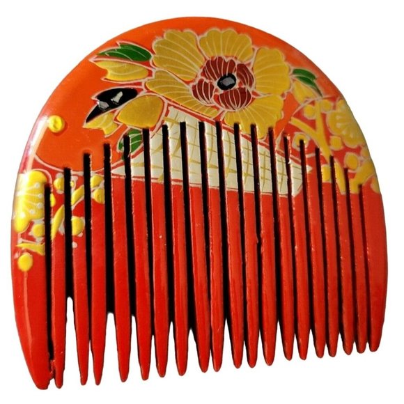 Vintage Red Hair comb Sarsaparilla Signed Vintage hand painted main image 4